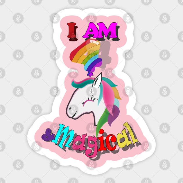 unicorn 4th birthday: I am 4 and magical Sticker by bratshirt